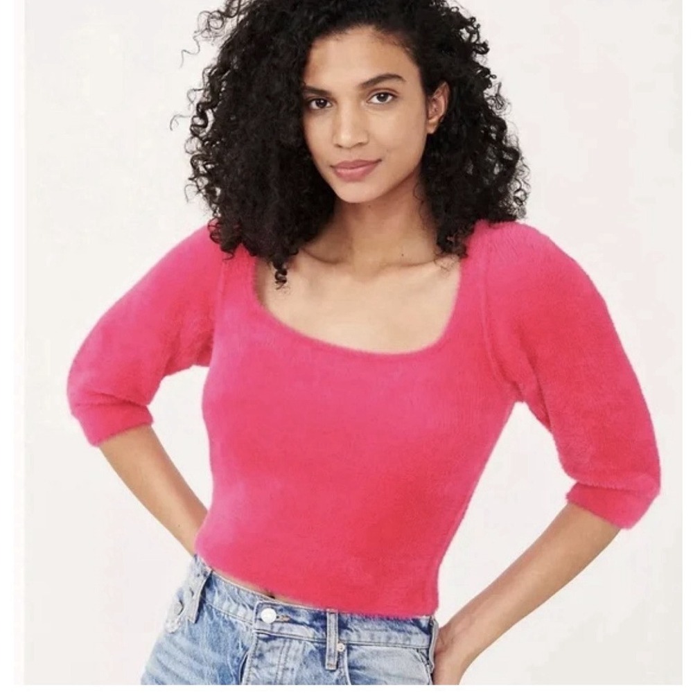 Free People Sweater Moonbeam Fuzzy Pullover Raspberry Pop Pink S So Soft M40
